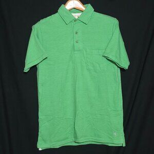 NWOT - Relwen Pocketed Striped Cotton Polo - Green White - Sz S*